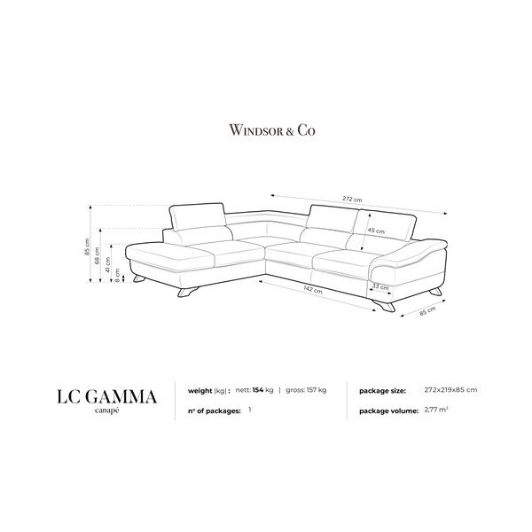 Šedá rozkládací pohovka s úložným prostorem Windsor & Co Sofas Gamma, levá strana-image-4