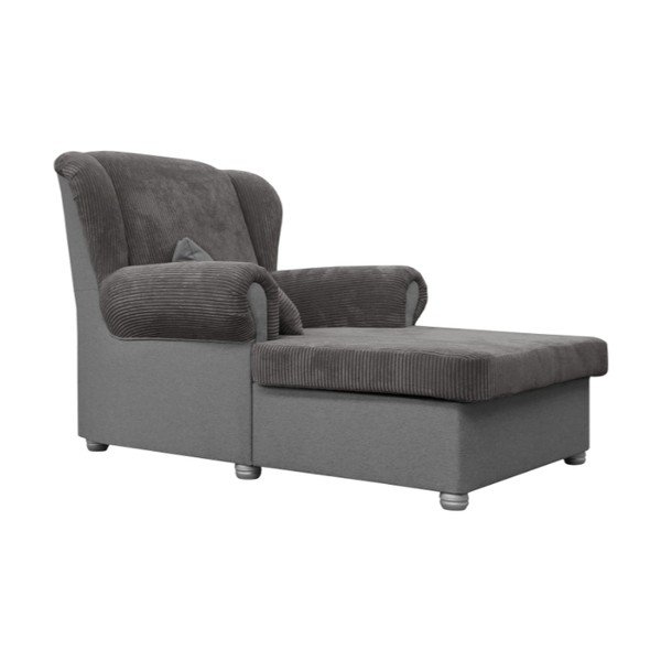 Chaise longue grigio tortora con rivestimento in velluto a coste Lord – Ropez-image-3