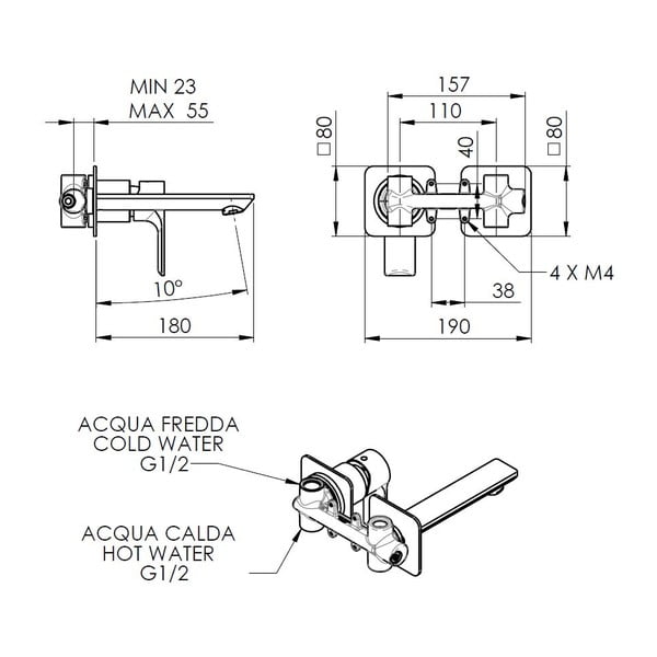 Rubinetto per lavandino in nero opaco da incasso (con una uscita) Pax – Sapho-image-2