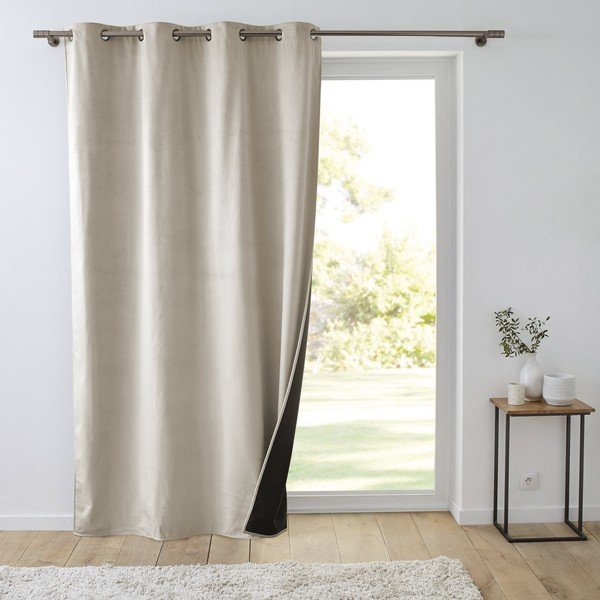 Tenda termoisolante beige in velluto 140x260 cm Polarchic – douceur d'intérieur-image-2