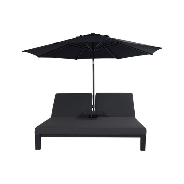 Lettino da giardino imbottito a due posti nero Eva - Hartman-image-3