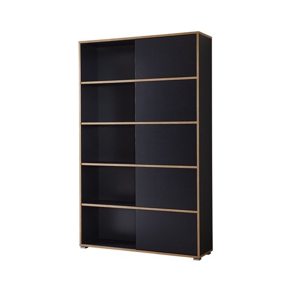 Libreria nera in rovere 120x196 cm Slide - Germania-image-3