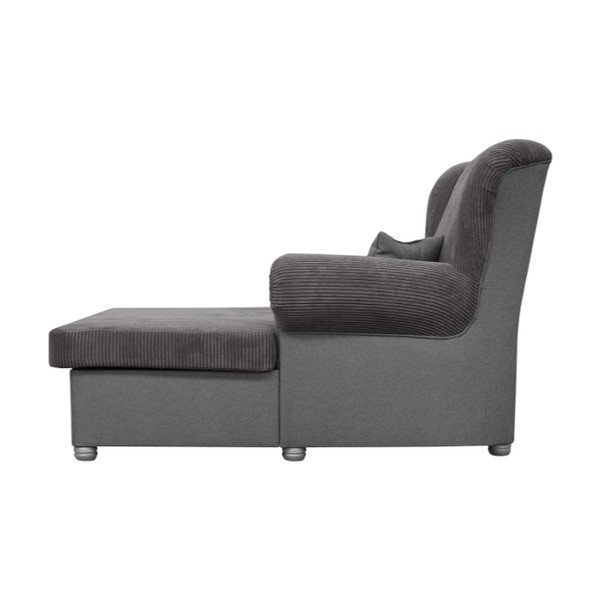 Chaise longue grigio tortora con rivestimento in velluto a coste Lord – Ropez-image-4