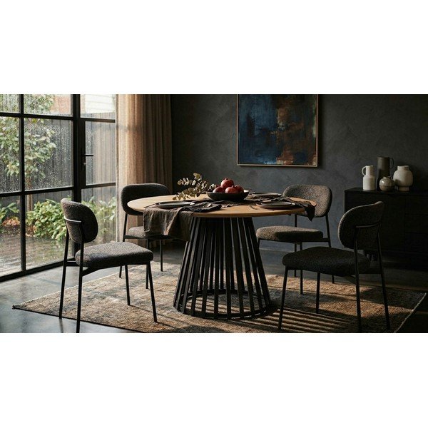 Tavolo da pranzo rotondo con piano effetto frassino ø 120 cm Cillian – Bizzotto-image-2