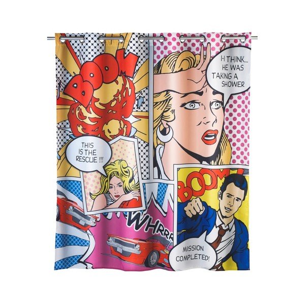 Tenda da doccia colorata Pop Art, 180 x 200 cm Comfort Flex - Wenko