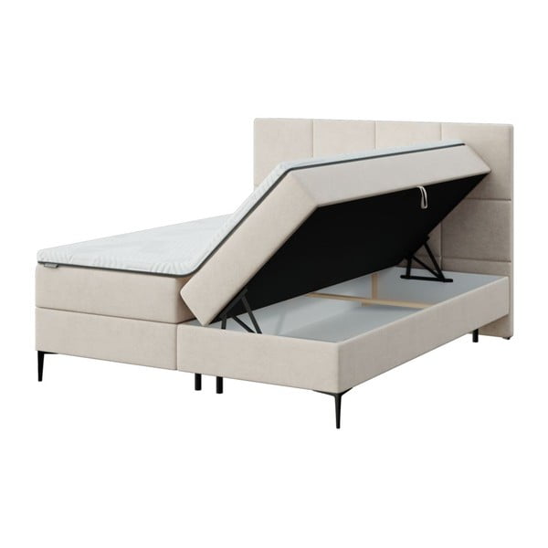 Letto boxspring beige con spazio contenitivo 160x200 cm Bufo – MESONICA-image-2