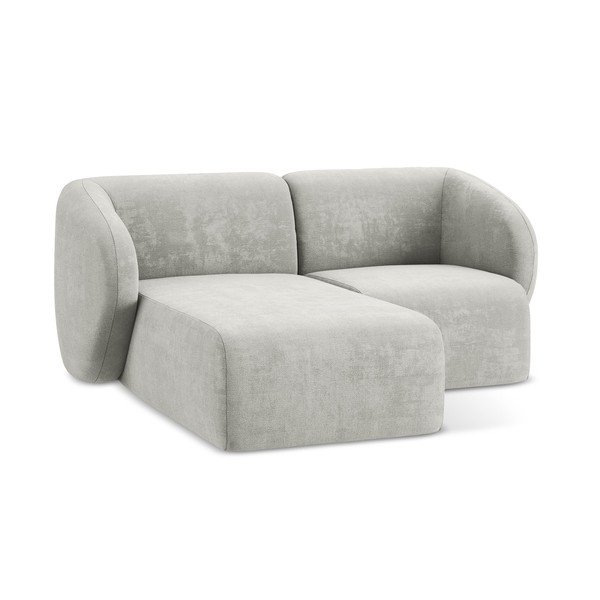 Divano angolare grigio chiaro (con penisola a sinistra/con chaise lounge) con rivestimento in ciniglia Lani – Makamii-image-4