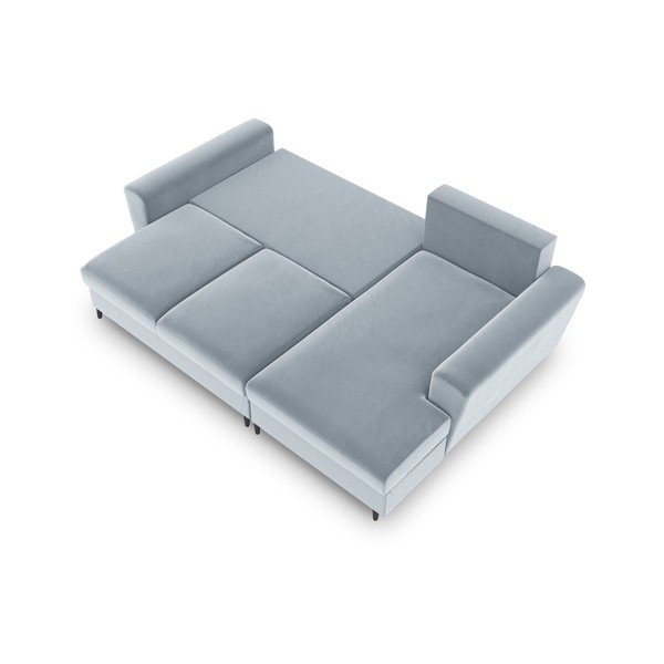 Divano angolare azzurro allungabile e con contenitore (con penisola a destra/con chaise lounge) con rivestimento in velluto Kyoto – Cosmopolitan Design-image-2