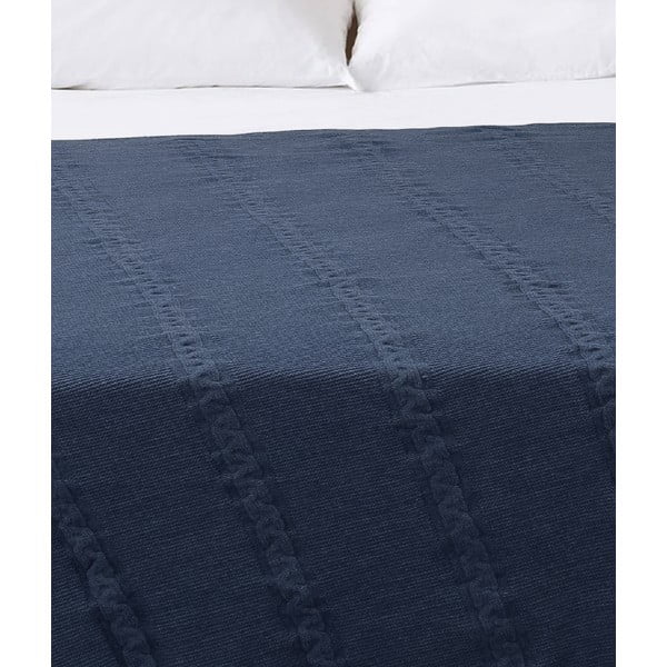 Copriletto in cotone blu scuro per letto matrimoniale 200x220 cm Trenza - Oyo Concept
