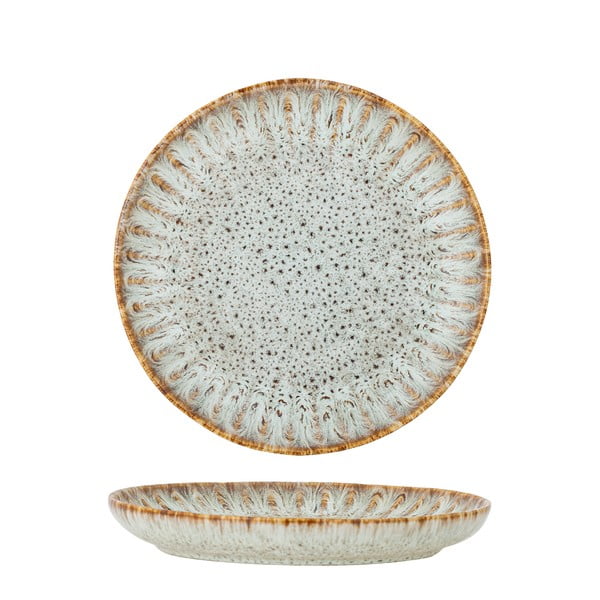 Piatto da portata blu e beige in gres ø 17 cm Fleur – Bloomingville-image-3