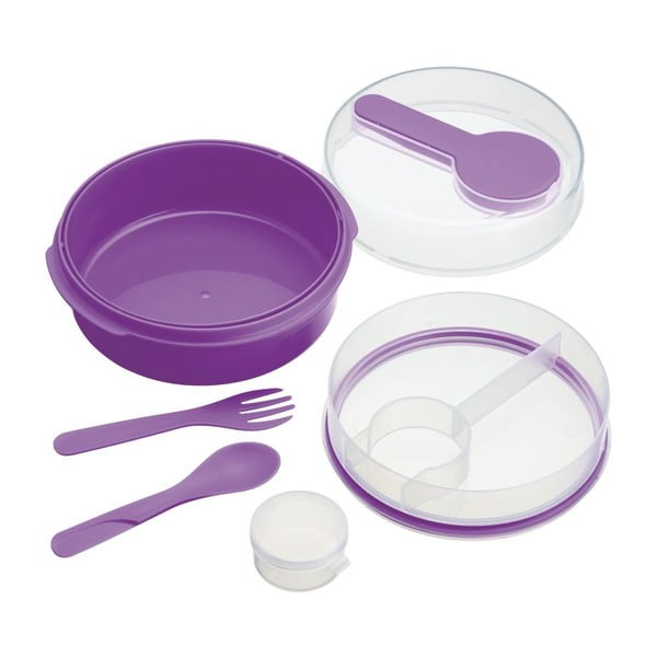 Fialový svačinový box Kitchen Craft Coolmovers Round-image-1