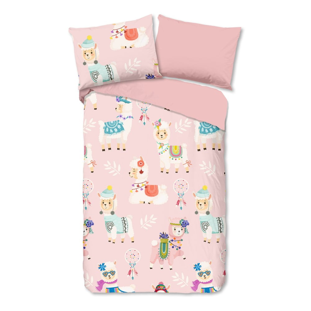 Biancheria da letto per bambini rosa in flanella per letto singolo 140x200 cm Ladida – Good Morning | Biancheria da letto per bambini