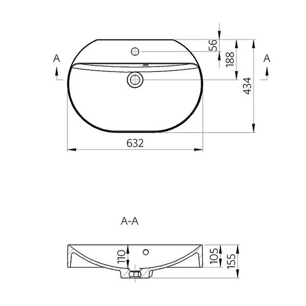 Lavabo bianco in composito minerale 63x43 cm Helen – Sapho-image-4