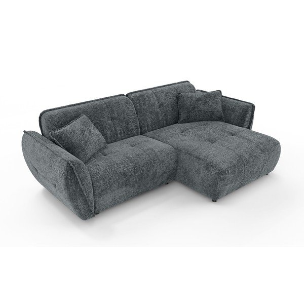 Divano angolare grigio scuro (con penisola a destra/con chaise lounge) con rivestimento in ciniglia Nelia – Ropez-image-2