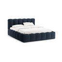 Letto matrimoniale imbottito in blu scuro con contenitore con rete inclusa 200x200 cm Lupine – Micadoni 