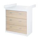 Cassettiera alta per bambini in rovere con fasciatoio in bianco e naturale 89x98 cm Gabriella - Roba