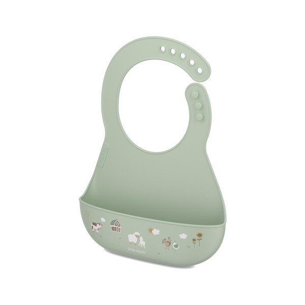 Bavaglino verde chiaro in silicone Little Farm – Mepal