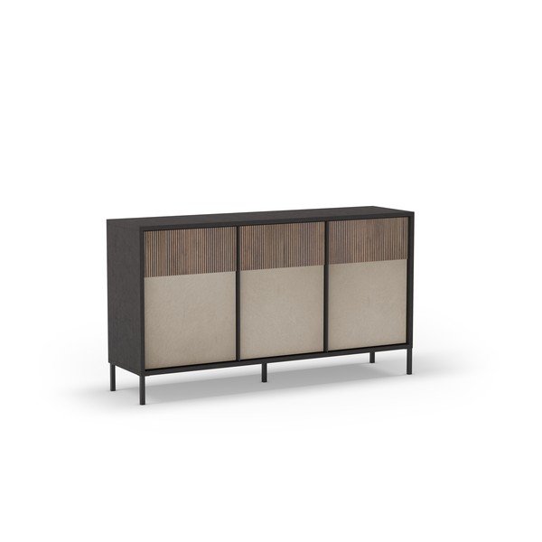 Cassettiera bassa color antracite/in marrone chiaro 156x86 cm Amalia – Marckeric-image-2