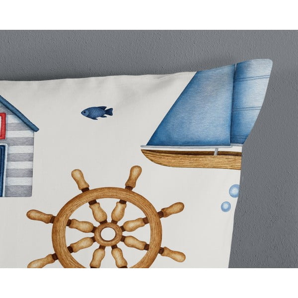 Set copripiumino e federa da bambini blu/color crema in cotone per culla 100x135 cm Ahoy – Good Morning-image-3