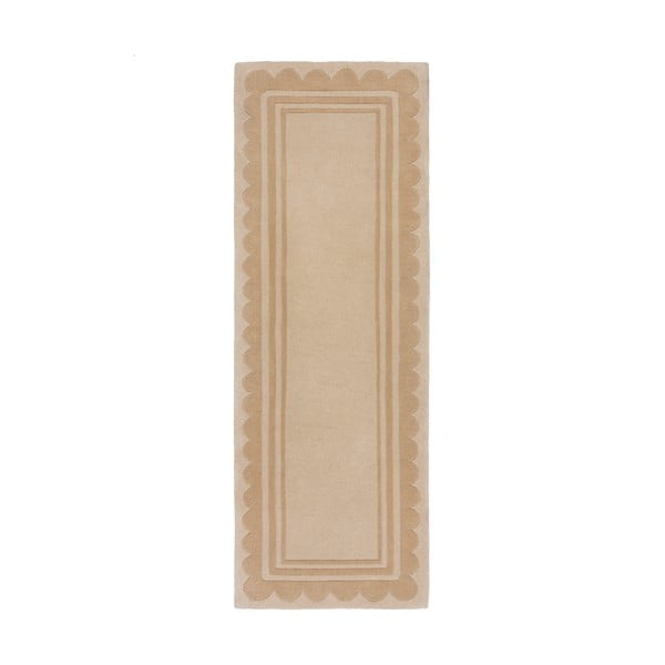 Tappeto in lana di colore naturale 80x230 cm Scallop - Flair Rugs