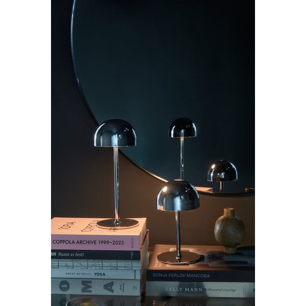 Lampada da tavolo LED argentata con paralume in metallo con telecomando (altezza totale 30 cm) Tim – Sirius-image-3