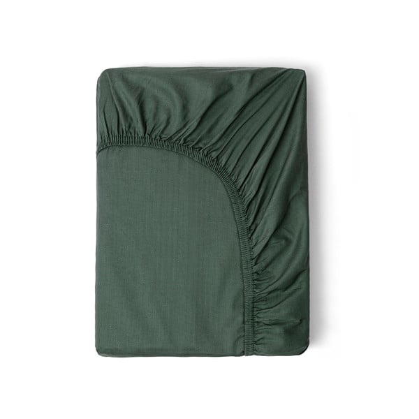 Lenzuolo in cotone sateen elasticizzato verde scuro, 90 x 200 cm - HIP
