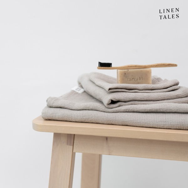 Asciugamano in lino waffle di colore naturale 100x140 cm Natural Fine Waffle - Linen Tales-image-4