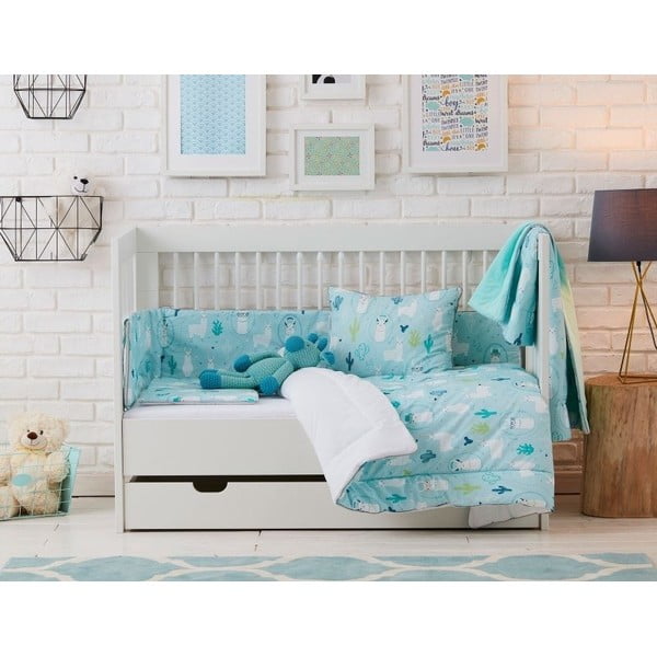 Cuscino decorativo blu per bambini, 45 x 50 cm Llamas - Pinio-image-1