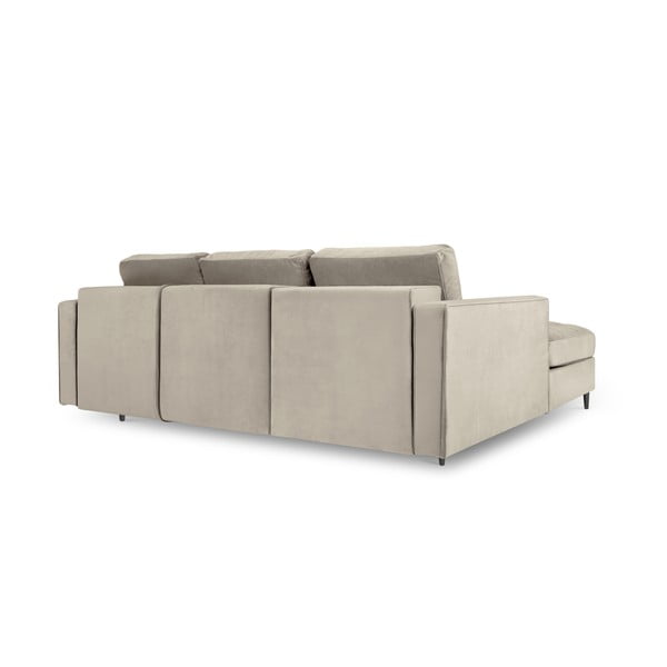 Divano letto angolare in velluto beige, angolo sinistro Santo - Milo Casa-image-3