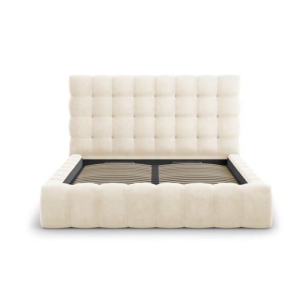 Letto matrimoniale imbottito beige con contenitore con griglia 180x200 cm Bali - Cosmopolitan Design-image-3