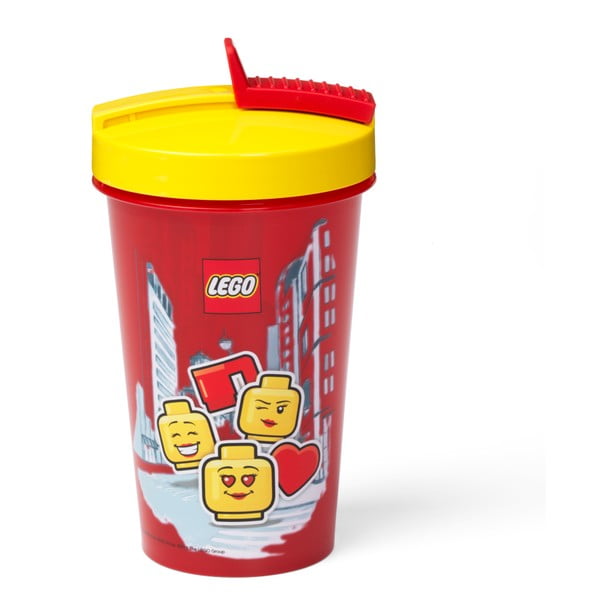 Tazza rossa con coperchio giallo e cannuccia , 500 ml Iconic - LEGO®-image-2