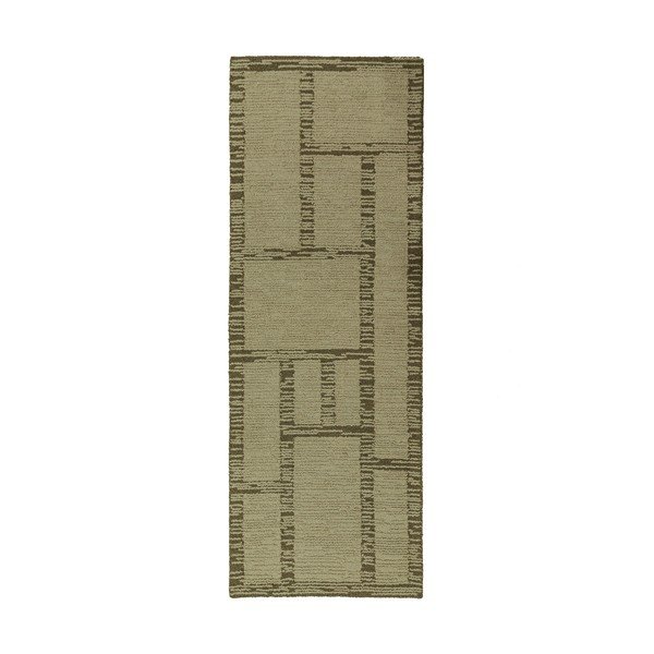 Passatoia verde in lana tessuta a mano 80x230 cm Harris Modula Wool – Flair Rugs