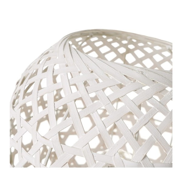Lampada da tavolo bianca con paralume in bambù (altezza 23 cm) - Casa Selección-image-2