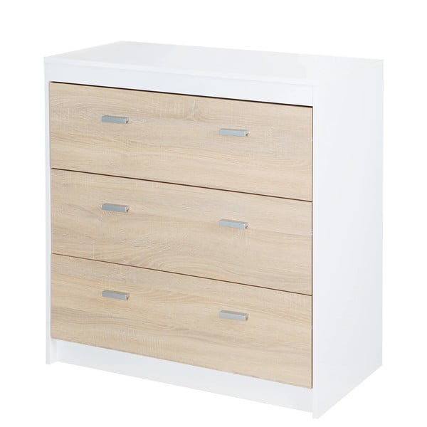 Cassettiera alta per bambini in rovere con fasciatoio in bianco e naturale 89x98 cm Gabriella - Roba-image-2