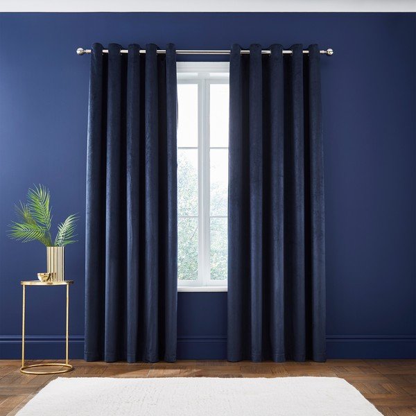 Tende in tessuto dimout blu in set di 2 168x229 cm Kingsley - Catherine Lansfield-image-1