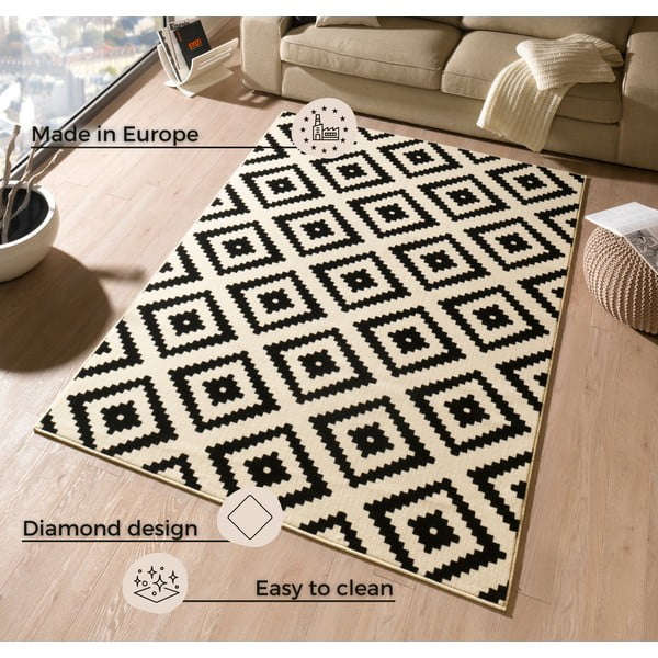 Tappeto crema e nero Hamla , 80 x 150 cm Diamond - Hanse Home-image-3