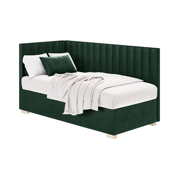 Letto da bambini con sponde verde scuro con contenitore con materasso incluso 90x200 cm Snugi – Ghado-image-2