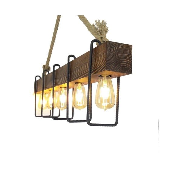 Apparecchio a soffitto in legno a sospensione Demir, 5 lampadine - Opviq lights-image-2