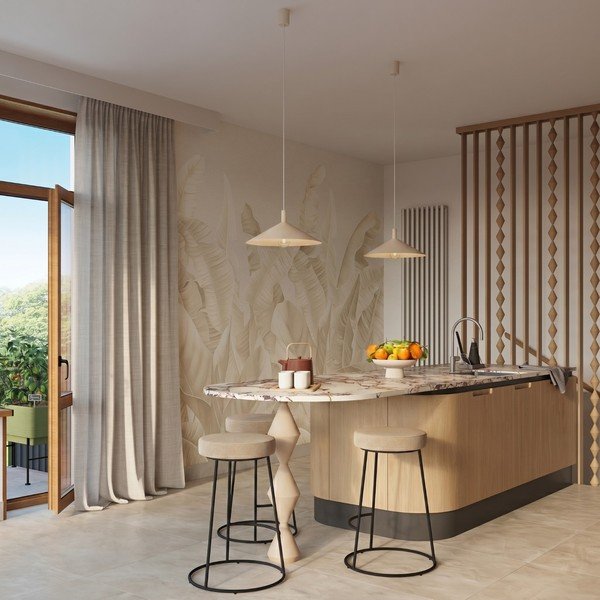 Lampadario beige in acciaio ø 40 cm Zylo – Sollux-image-4