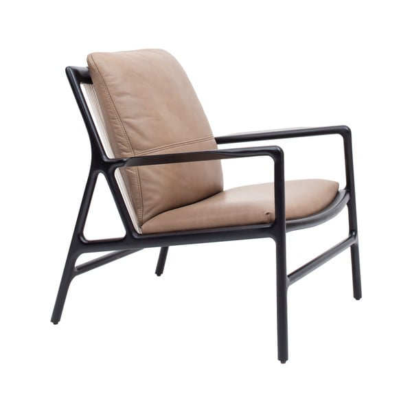 Poltrona in pelle nera e beige Dedo - Gazzda-image-3