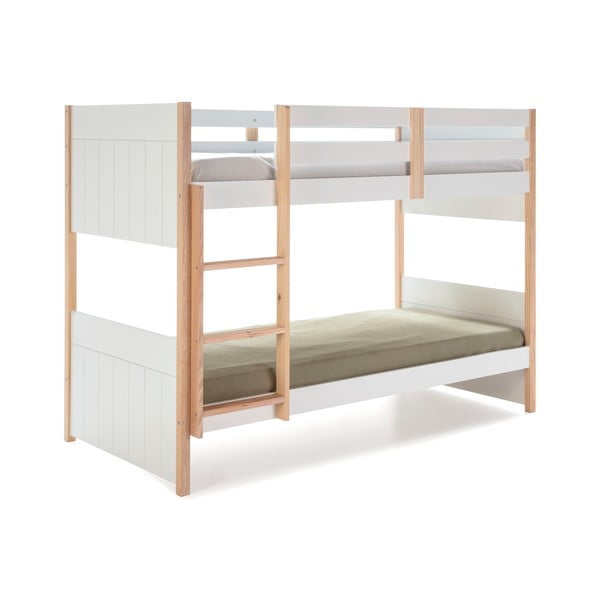 Letto a castello bianco in legno di pino 90x190 cm Kiara - Marckeric-image-4