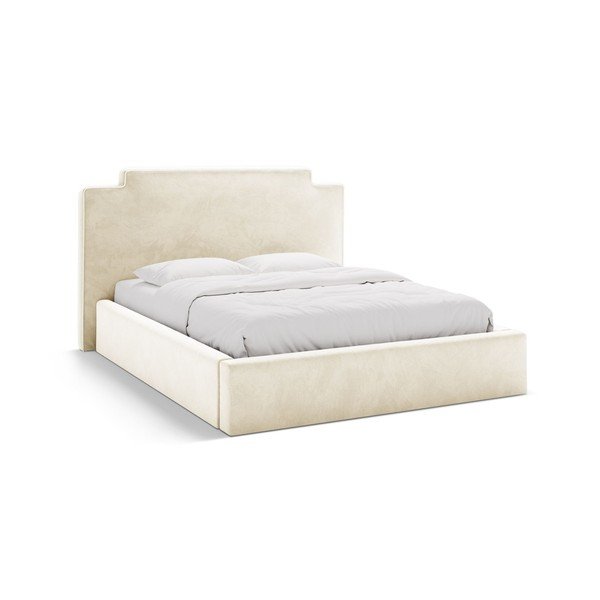 Letto matrimoniale imbottito avorio con contenitore con rete inclusa 140x200 cm Princess – Micadoni 