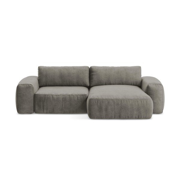 Divano angolare grigio allungabile (con penisola a destra/con chaise lounge) con rivestimento in ciniglia Kuki – Makamii