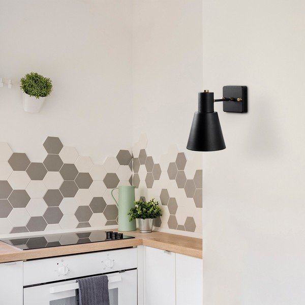 Lampada da parete in nero e oro ø 14 cm Funnel - Opviq lights-image-2