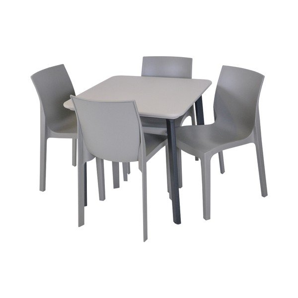 Sedia da giardino in plastica grigia Emma - Rojaplast-image-1