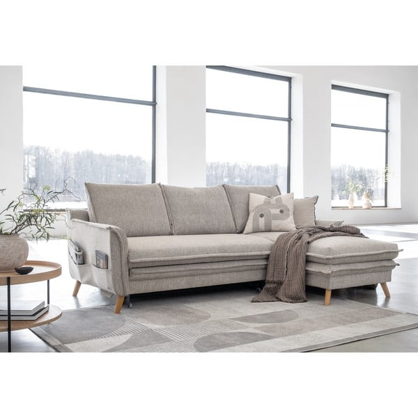 Divano angolare greige allungabile/con contenitore (con penisola a destra/con chaise lounge) Charming Charlie – Miuform-image-3