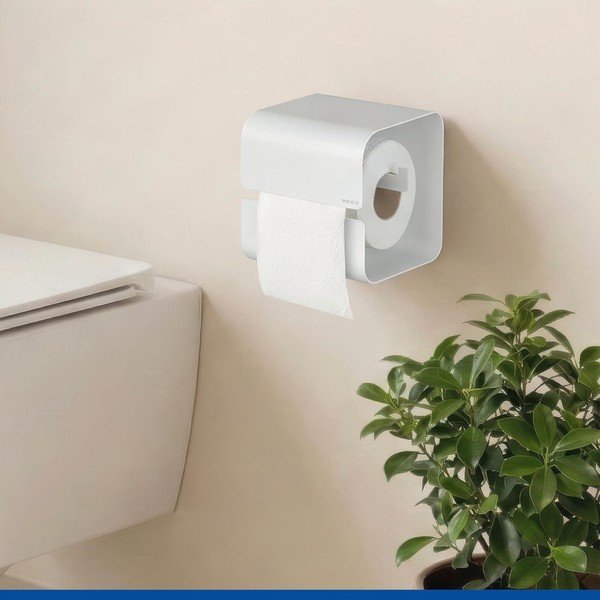 Porta carta igienica senza foratura bianco in acciaio con aggancio Turbo-loc Lizan – Wenko-image-1