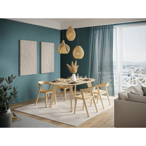 Tavolo da pranzo con piano in rovere decorato in colore naturale 100x180 cm Lago - TemaHome-image-1