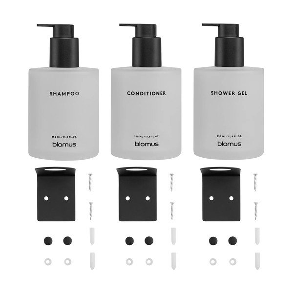 Dispenser per sapone da parete bianchi in vetro 3 pz 350 ml Kirei – Blomus-image-4