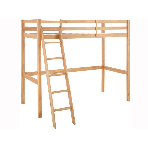 Letto da bambini rialzato di colore naturale con rete inclusa 90x200 cm Alpi2 – Støraa-image-2